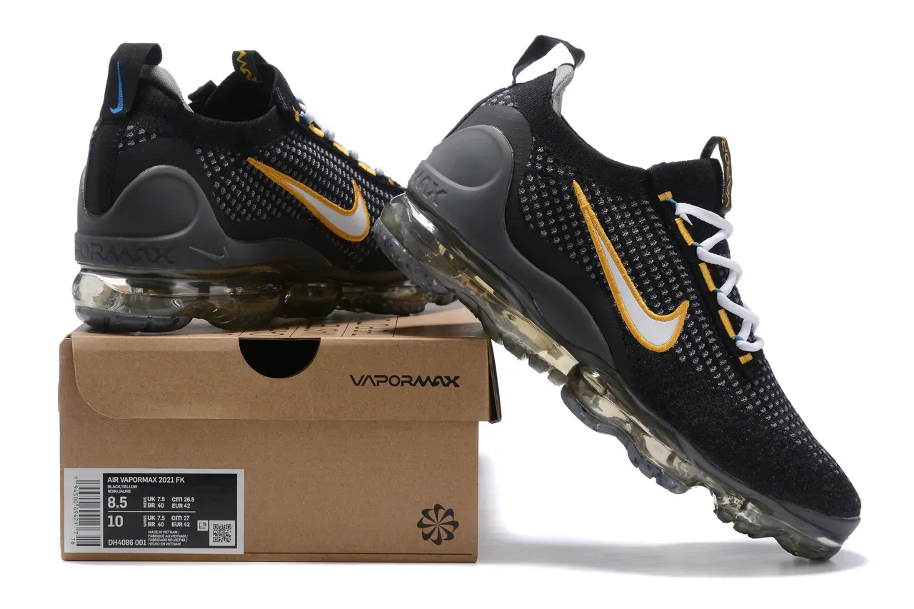 Nike Air VaporMax Flyknit 3 Black Gold White Lifestyle Sneakers 16