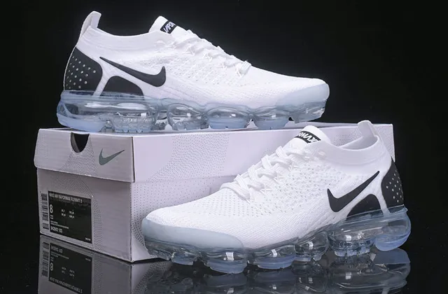Nike Air VaporMax White Black Visible Air Lifestyle Sneakers 10