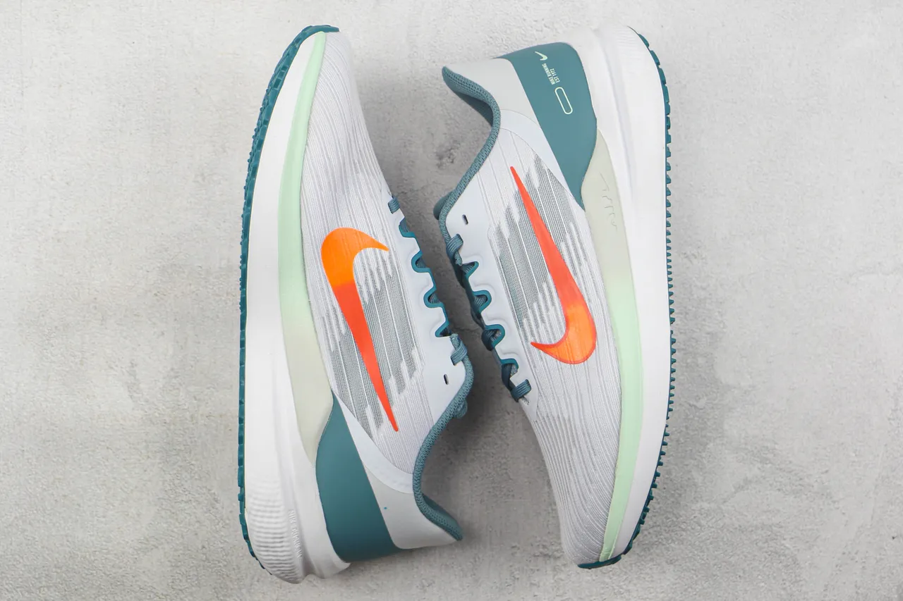 Nike Air Zoom Pegasus Gray Blue Engineered Mesh Upper Horizontal Ribbed Texture Running Shoes 2