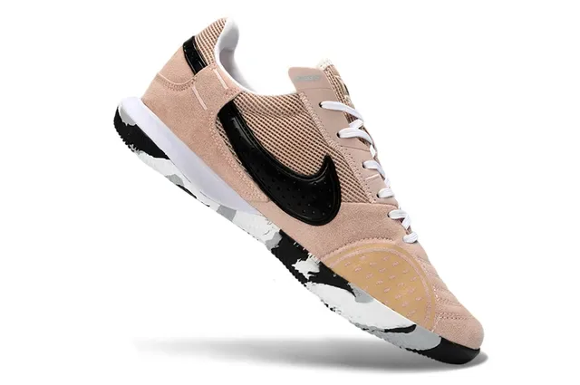 Nike Beige Black Low-Top Perforated Suede-Mesh Upper Sneakers 2
