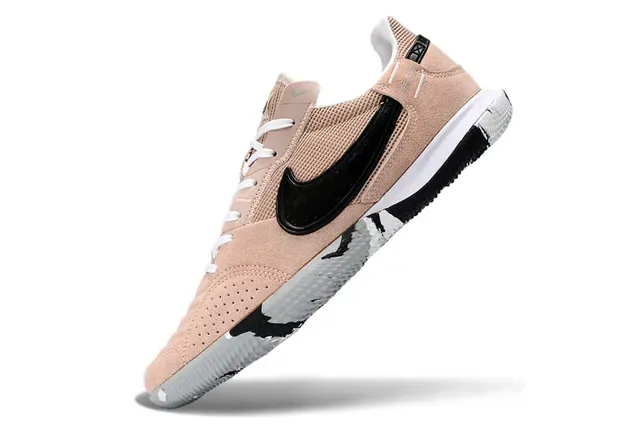 Nike Beige Black Low-Top Perforated Suede-Mesh Upper Sneakers 3
