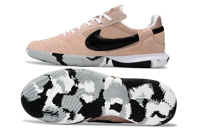 Nike Beige Black Low-Top Perforated Suede-Mesh Upper Sneakers 6