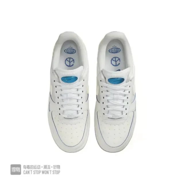 Nike Beige Blue Low-Top Perforated Toe Lifestyle Sneakers 5