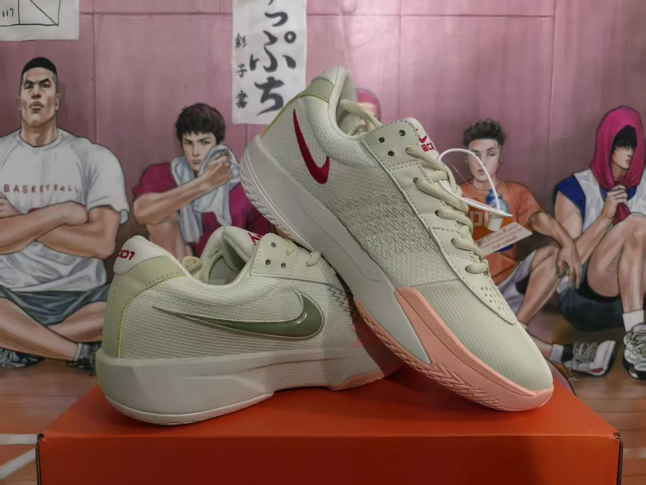 Nike Bege Verde Oliva Malha Tricô Tênis De Basquete Low-Top 2