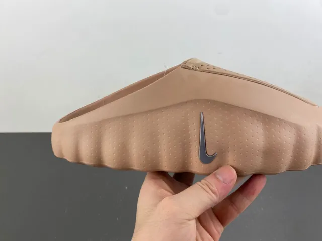 Nike Beige Silver Molded Foam Construction Perforated Upper Slippers 3