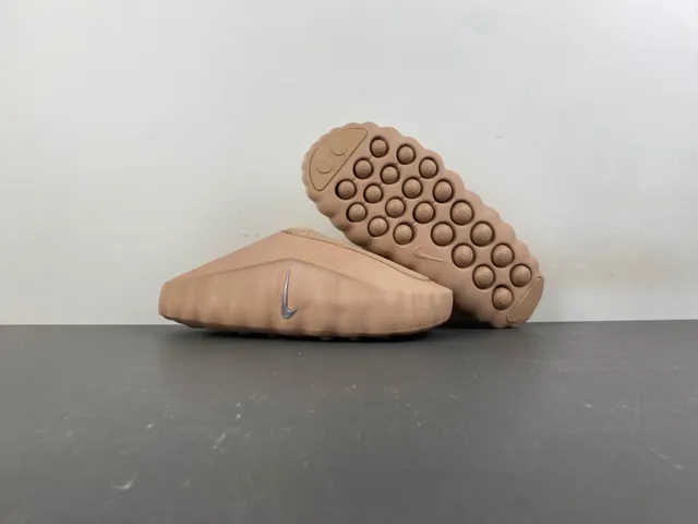 Nike Beige Silver Molded Foam Construction Perforated Upper Slippers 9