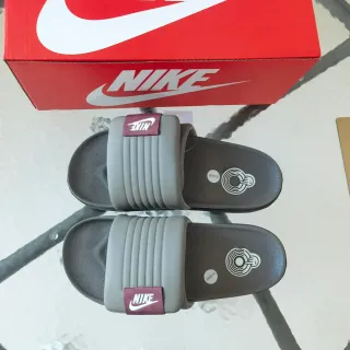 Nike Benassi JDI Gray and Maroon Slippers