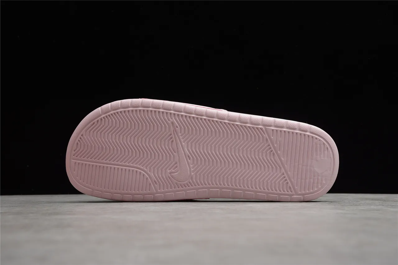 Nike Benassi Pink Silver Molded Foam Construction Textured Dot-Pattern Footbed Slippers 3