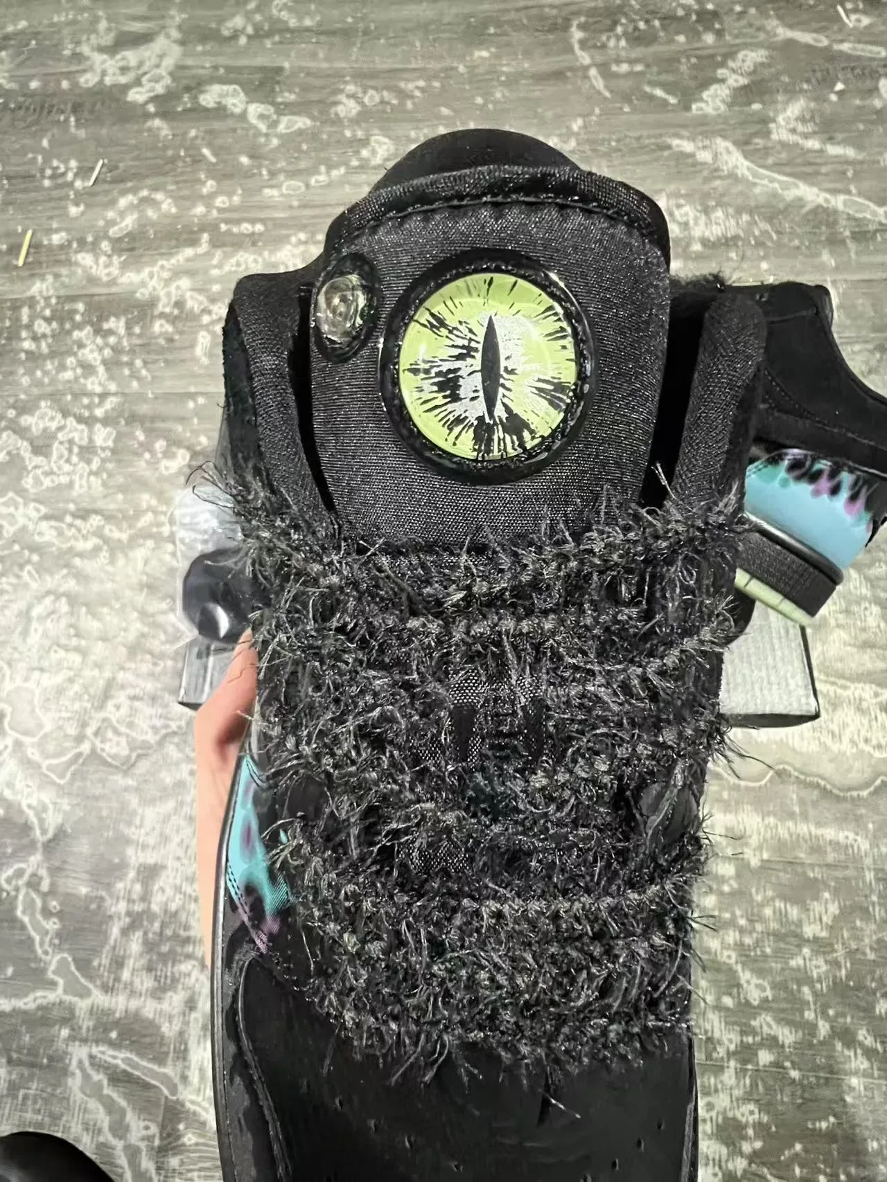 Nike Black Blue Laceless Strap Closure Tie-Dye Flame Print Lifestyle Sneakers 4