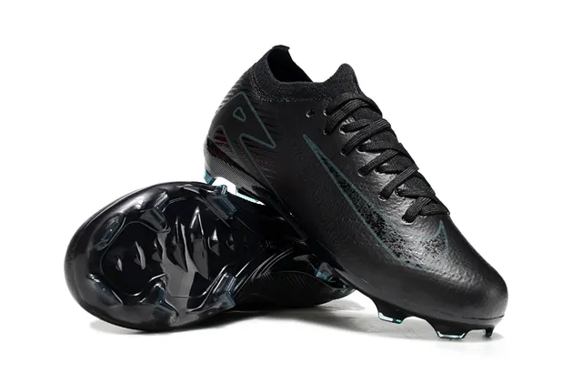 Nike Black Blue Low-Cut Sock-Fit Collar Textured Synthetic Upper Firm-Ground Soccer Shoes 2