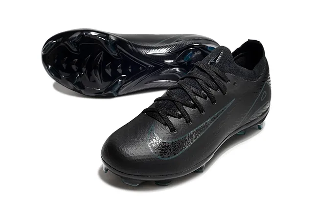 Nike Black Blue Low-Cut Sock-Fit Collar Textured Synthetic Upper Firm-Ground Soccer Shoes 3