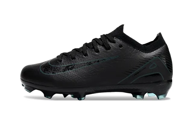 Nike Black Blue Low-Cut Sock-Fit Collar Textured Synthetic Upper Firm-Ground Soccer Shoes 6