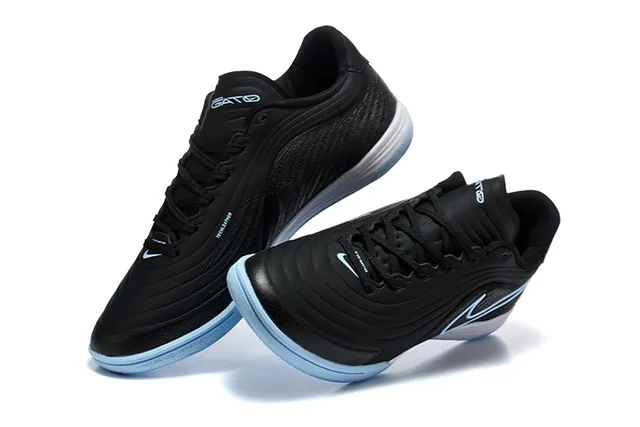 Nike Preto Azul Low-Top Synthetic Wave-Overlay Upper Indoor Soccer Shoes 2