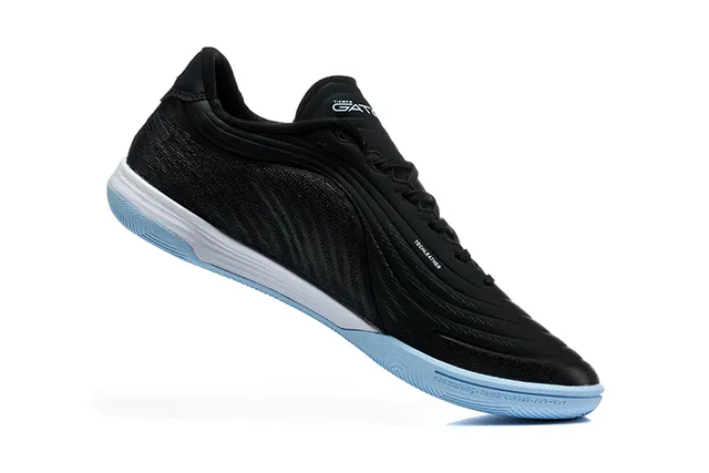 Nike Preto Azul Low-Top Synthetic Wave-Overlay Upper Indoor Soccer Shoes 3