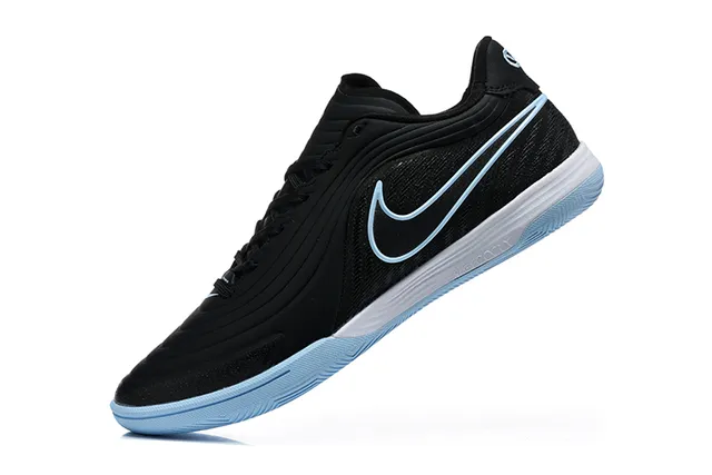Nike Preto Azul Low-Top Synthetic Wave-Overlay Upper Indoor Soccer Shoes 4