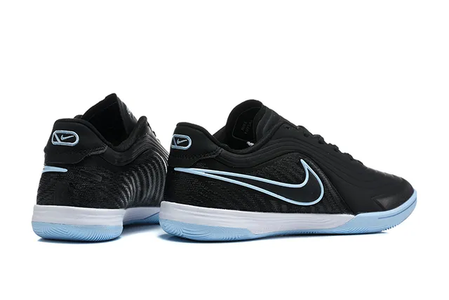 Nike Preto Azul Low-Top Synthetic Wave-Overlay Upper Indoor Soccer Shoes 5