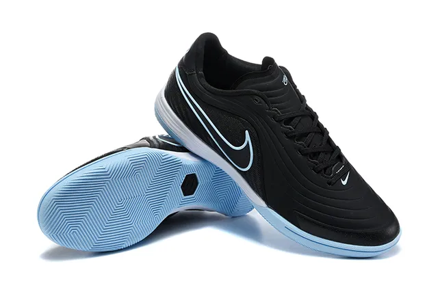 Nike Preto Azul Low-Top Synthetic Wave-Overlay Upper Indoor Soccer Shoes 7
