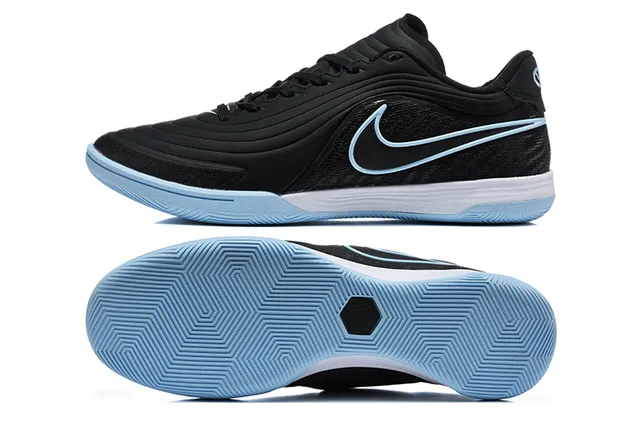 Nike Preto Azul Low-Top Synthetic Wave-Overlay Upper Indoor Soccer Shoes 9