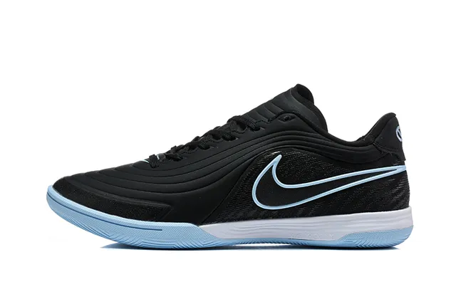Nike Preto Azul Low-Top Synthetic Wave-Overlay Upper Indoor Soccer Shoes 10
