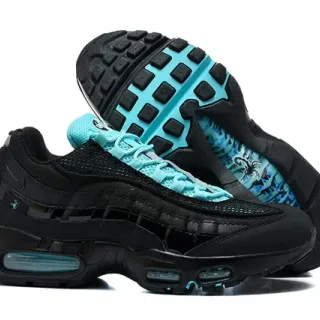 Nike Black Blue Multi-Panel Mesh And Synthetic Upper Visible Segmented Air Cushioning Lifestyle Sneakers