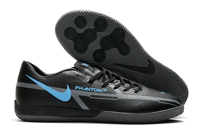 Nike Tênis de futebol indoor preto e marrom, perfil baixo, parte superior sintética, painel de acento de cobre metálico 3