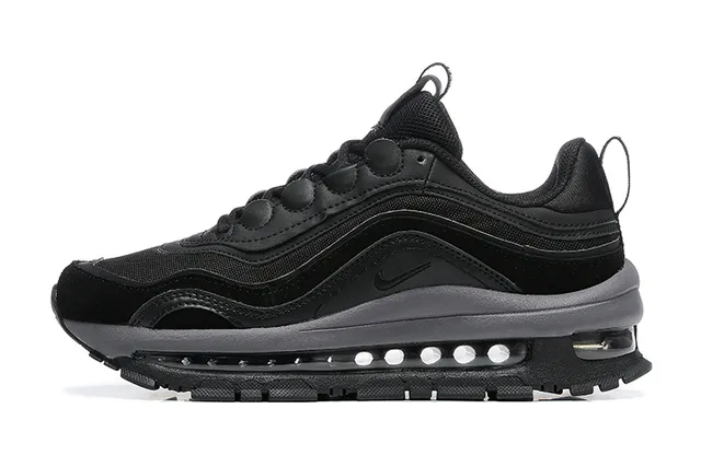 Nike Black Gray Layered Synthetic Overlays Wavy Sculpted Midsole Chunky Sneakers 2