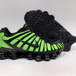 Nike Black Green Color Blocking Shox Column Cushioning Lifestyle Sneakers