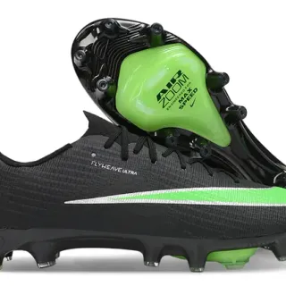 Nike Black Green Flyweave Knit Upper Neon Accent Stripe Firm-Ground Soccer Shoes