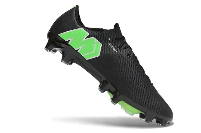Nike Black Green Flyweave Knit Upper Neon Accent Stripe Firm-Ground Soccer Shoes 2