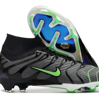 Nike Black Green High-Cut Sock-Fit Upper Firm-Ground Soccer Shoes
