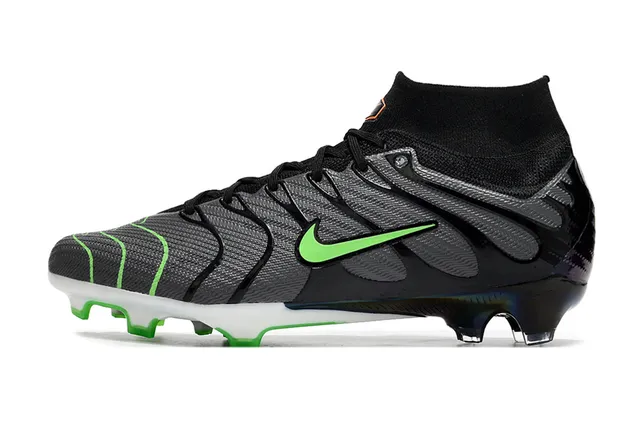 Nike Black Green High-Cut Sock-Fit Upper Firm-Ground Soccer Shoes 6