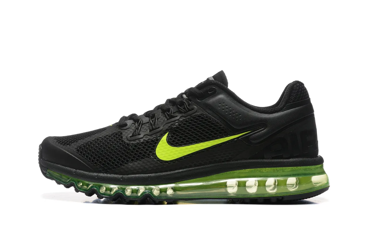 Nike Black Green Mesh Upper Full-Length Visible Air Unit Running Shoes 5