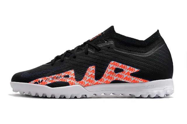 Nike Chaussures de football sur gazon noir et orange avec upper en tricot et overlay graphique 6