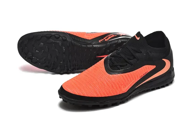 Nike Chaussures de Football Turf Noir Orange Low-Cut Knit Upper Synthetic Overlay Cage 6
