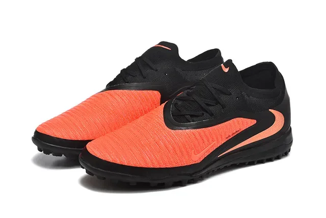 Nike Chaussures de Football Turf Noir Orange Low-Cut Knit Upper Synthetic Overlay Cage 8