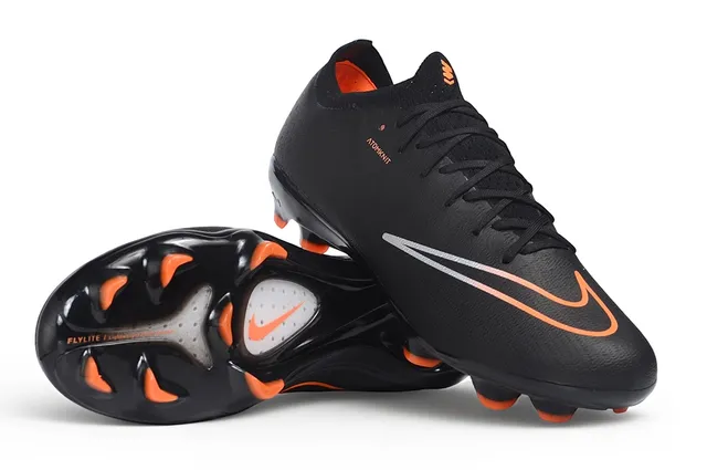 Nike Black Orange Sock-Fit Collar Atomknit Upper Firm-Ground Soccer Shoes 2