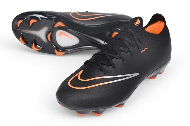 Nike Black Orange Sock-Fit Collar Atomknit Upper Firm-Ground Soccer Shoes 3