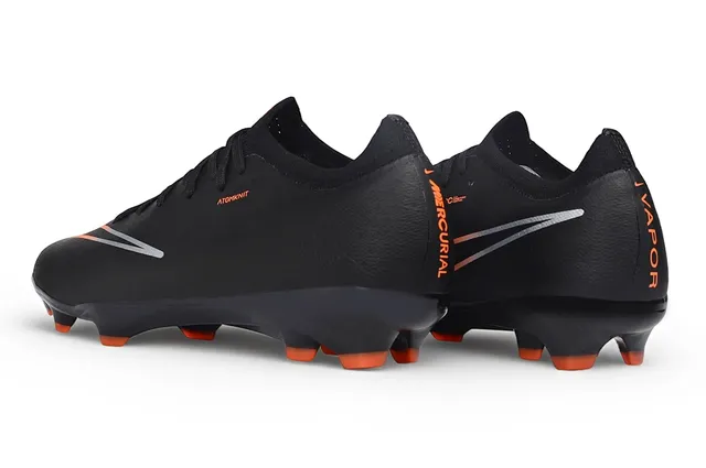 Nike Black Orange Sock-Fit Collar Atomknit Upper Firm-Ground Soccer Shoes 4