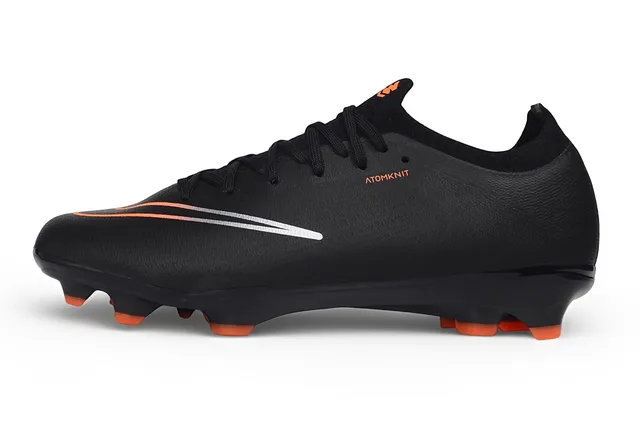 Nike Black Orange Sock-Fit Collar Atomknit Upper Firm-Ground Soccer Shoes 6