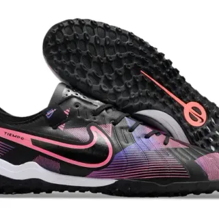 Nike Black Pink Low-Cut Turf Shoe Bold Swoosh Overlay Artificial-Grass Soccer Shoes