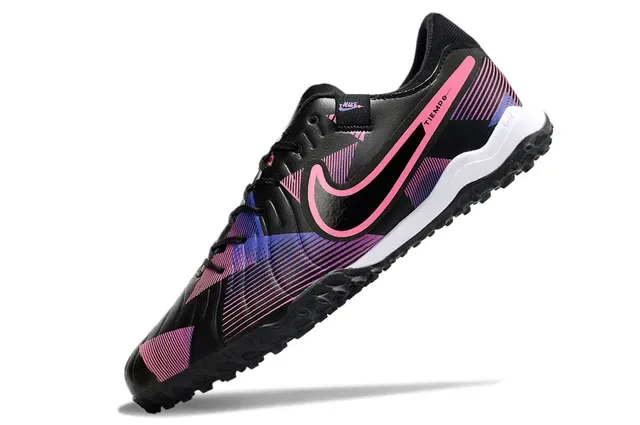 Nike Black Pink Low-Cut Turf Shoe Bold Swoosh Overlay Artificial-Grass Soccer Shoes 5