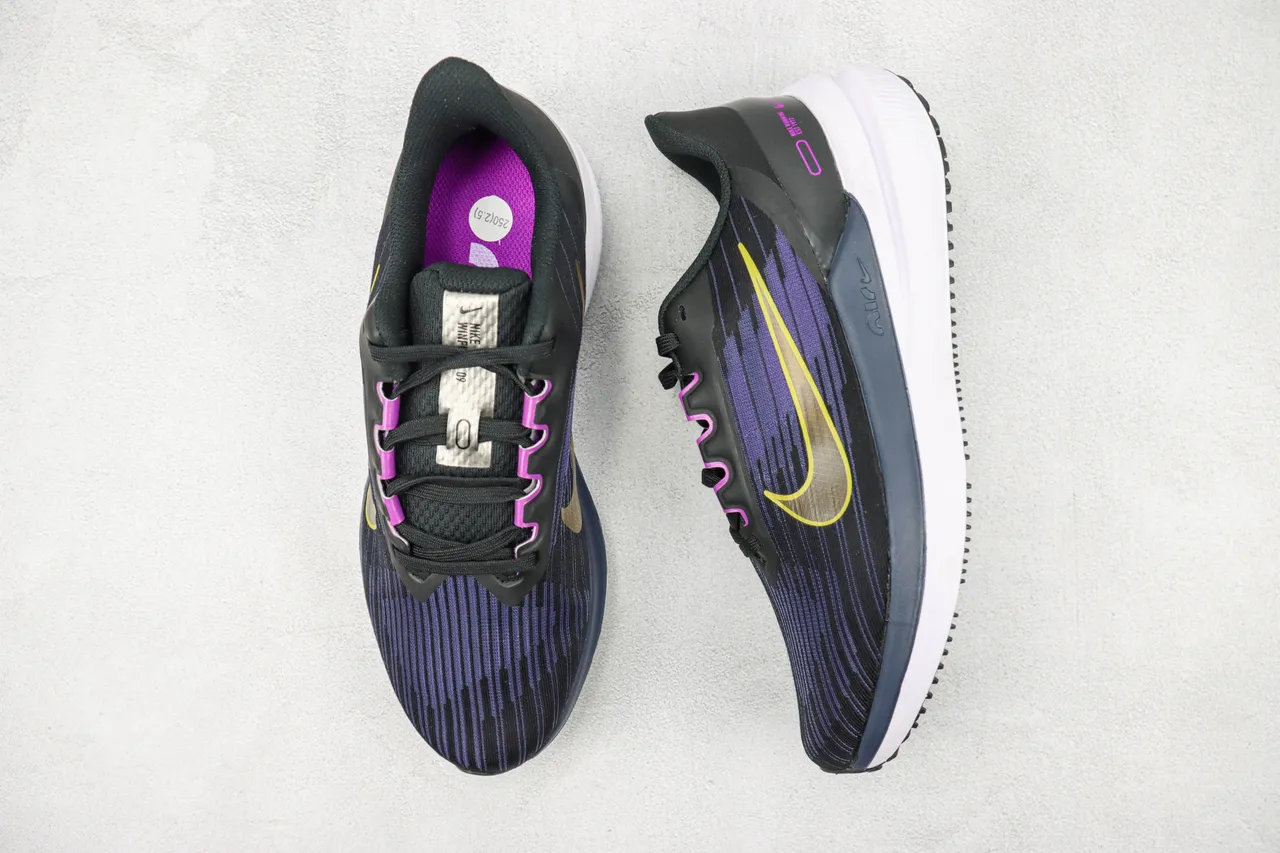 Nike Black Purple Engineered Mesh Upper Gradient Weave Running Shoes 3