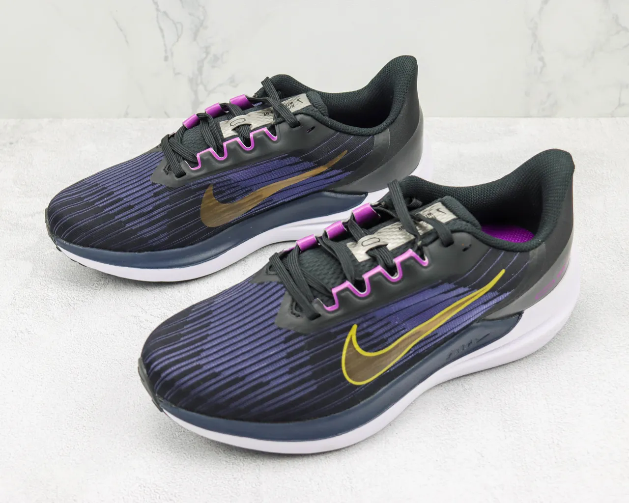 Nike Black Purple Engineered Mesh Upper Gradient Weave Running Shoes 4
