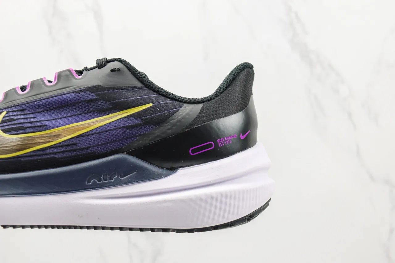 Nike Black Purple Engineered Mesh Upper Gradient Weave Running Shoes 7