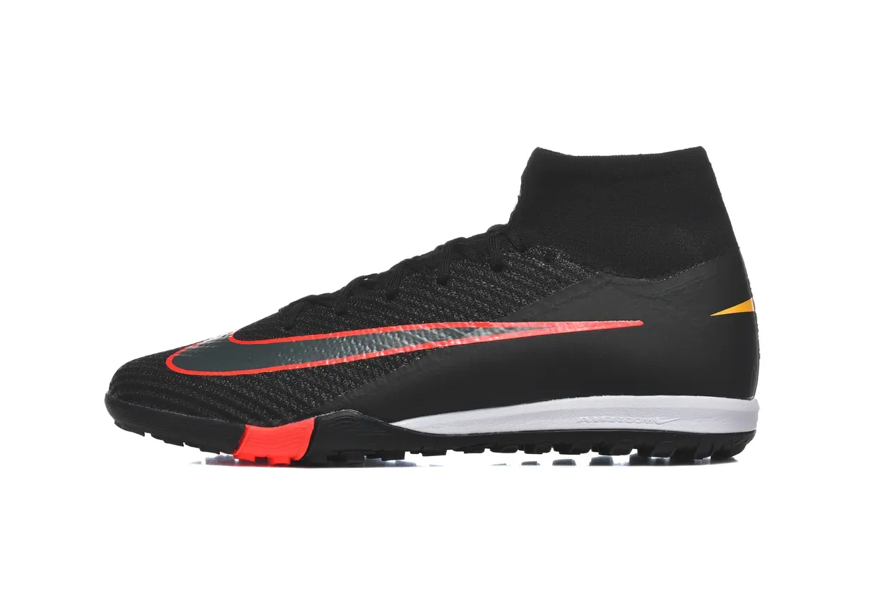 Nike Noir Rouge Chaussures de football haut collet chaussette upper tricot texturé pour turf 10