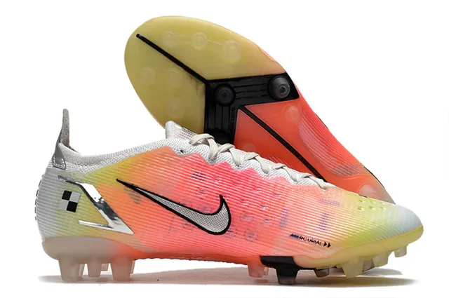 Nike নীল কমলা লো-কাট নিট আপার সিন্থেটিক কেজ ওভারলে ফার্ম-গ্রাউন্ড সকার জুতা 7