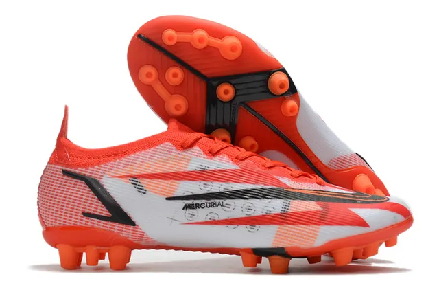 Nike নীল কমলা লো-কাট নিট আপার সিন্থেটিক কেজ ওভারলে ফার্ম-গ্রাউন্ড সকার জুতা 8