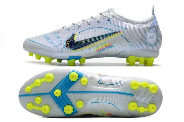 Nike নীল কমলা লো-কাট নিট আপার সিন্থেটিক কেজ ওভারলে ফার্ম-গ্রাউন্ড সকার জুতা 17