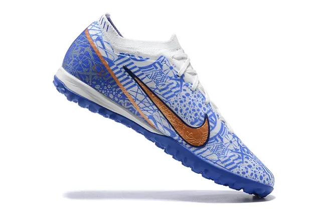 Nike أزرق برتقالي منخفض القطع علوية مصنعة متموجة Turf أحذية كرة القدم 3