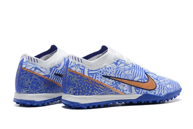 Nike أزرق برتقالي منخفض القطع علوية مصنعة متموجة Turf أحذية كرة القدم 5